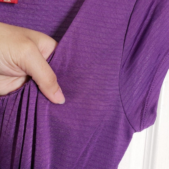 Apple Bottoms Women's Purple Ruched Cap Sleeve Dress - Picture 7 of 8